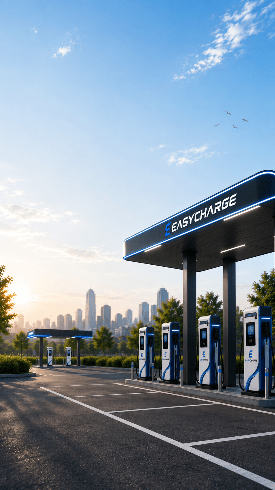 EasyCharge ultra-fast DC charging station with electric vehicle